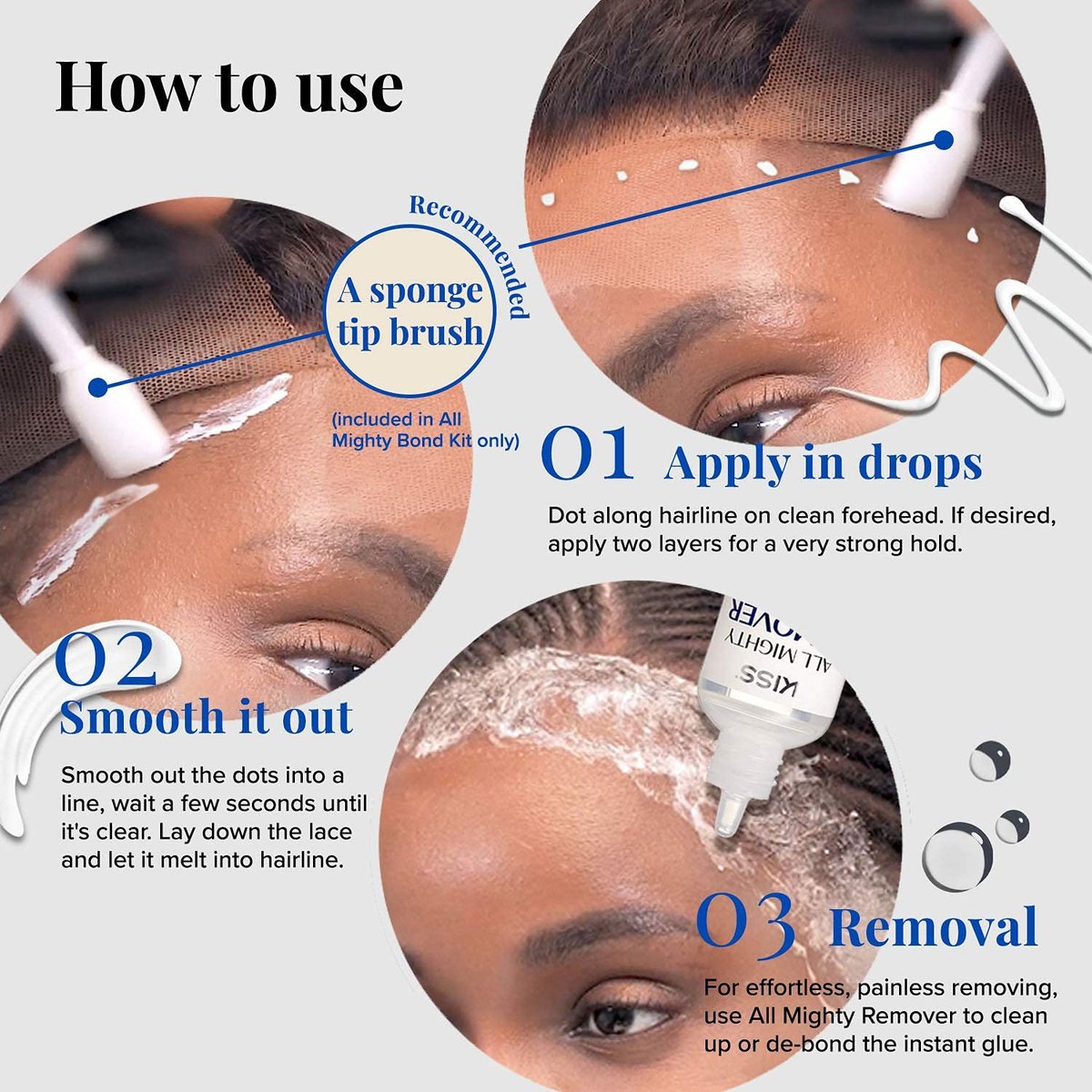 KISS Red All Mighty Lace Front Wig Remover – Gentle Foaming Solvent, Protects Edges, No Harmful Chemicals (60mL / 2.03 fl oz) - KAMR01 - görsel 9
