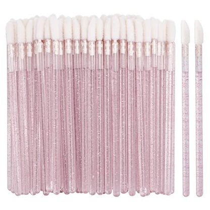 100 Disposable Lip Brushes - Pink Lipstick Applicators & Gloss Wands by Tbestmax