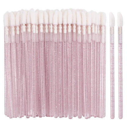 100 Disposable Lip Brushes - Pink Lipstick Applicators & Gloss Wands by Tbestmax