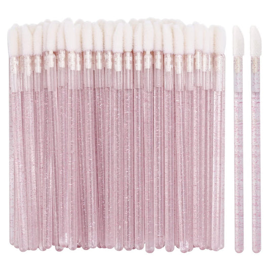 100 Disposable Lip Brushes - Pink Lipstick Applicators & Gloss Wands by Tbestmax
