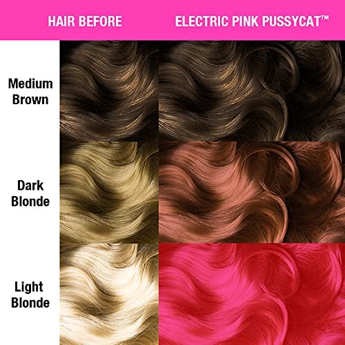 MANIC PANIC Classic Electric Pink Pussycat Semi Permanent Hair Color - Bright Neon Pink Hair Dye - Vegan & Cruelty-Free - 4 oz Avelisse