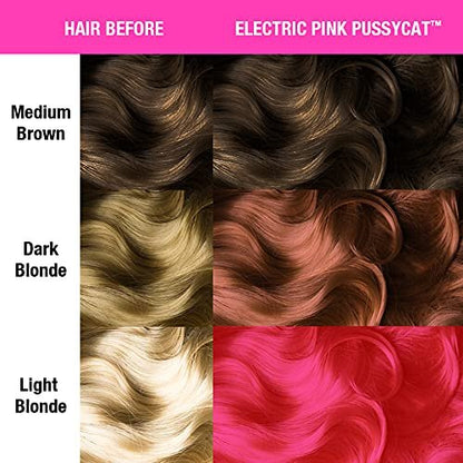 MANIC PANIC Classic Electric Pink Pussycat Semi Permanent Hair Color - Bright Neon Pink Hair Dye - Vegan & Cruelty-Free - 4 oz Avelisse