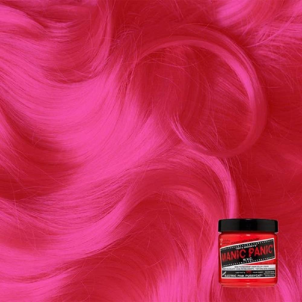 MANIC PANIC Classic Electric Pink Pussycat Semi Permanent Hair Color - Bright Neon Pink Hair Dye - Vegan & Cruelty-Free - 4 oz Avelisse