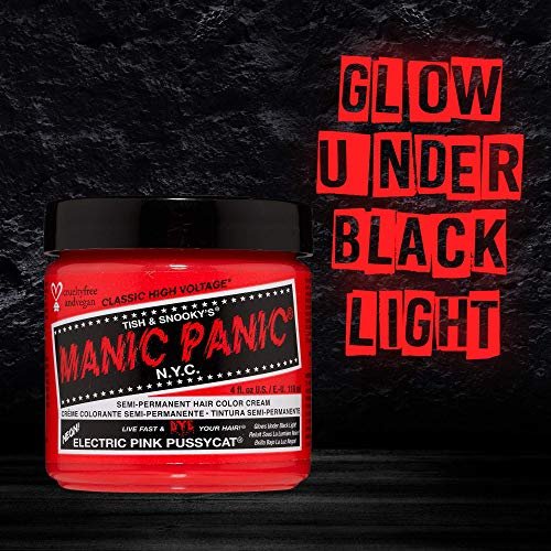MANIC PANIC Classic Electric Pink Pussycat Semi Permanent Hair Color - Bright Neon Pink Hair Dye - Vegan & Cruelty-Free - 4 oz Avelisse