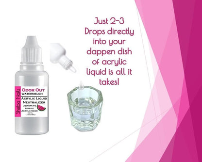SHEBA NAILS Odor Out Acrylic Liquid Neutralizer 0.5 oz – Watermelon Scented Monomer Odor Reducer