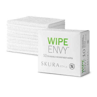 Skura Style WIPE ENVY All Purpose Lint Free Microfiber Reusable Cleaning Wipes – White, 10 Count