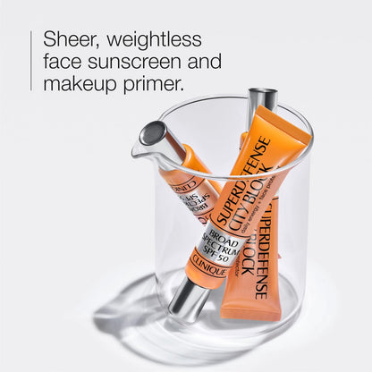 Clinique Superdefense City Block Oil Free Broad Spectrum SPF 50 Daily Energy + Face Protector | Sheer, Weightless Makeup Primer + Sunscreen, 1.4 Fl Oz Avelisse