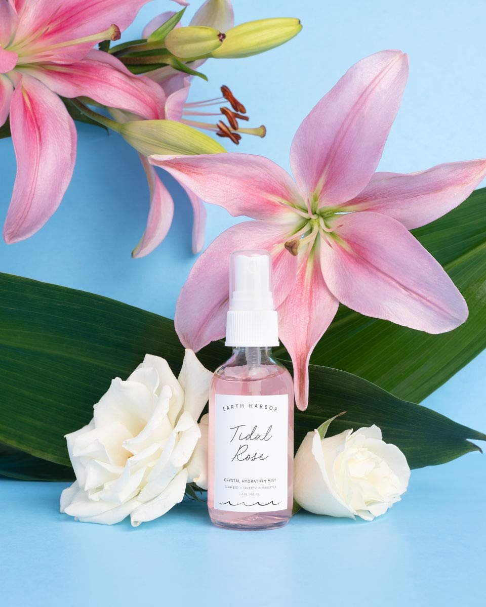 Earth Harbor Tidal Rose Crystal Hydration Toner – Rose Water, Rose Quartz & White Tea – Natural, Cruelty-Free Face Toner (2 fl oz) Avelisse