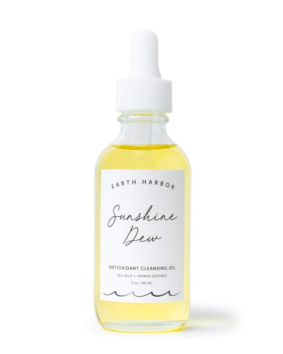 Earth Harbor Sunshine Dew Oil Cleanser – 2 fl oz Pure Cleansing Oil, Waterproof Makeup Remover with Papaya Enzymes, Sea Kelp & Jojoba – Antioxidant-Rich, Hydrating, Firms & Brightens Skin Avelisse