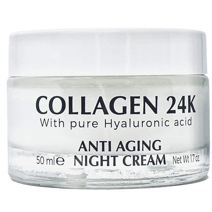 Delfanti-Milano COLLAGEN 24K Anti-Aging Night Cream with Hyaluronic Acid - Face and Neck Moisturizer, Made in Italy, 1.7 oz Avelisse
