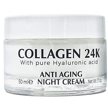 Delfanti-Milano COLLAGEN 24K Anti-Aging Night Cream with Hyaluronic Acid - Face and Neck Moisturizer, Made in Italy, 1.7 oz Avelisse