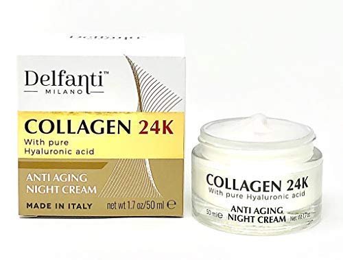 Delfanti-Milano COLLAGEN 24K Anti-Aging Night Cream with Hyaluronic Acid - Face and Neck Moisturizer, Made in Italy, 1.7 oz Avelisse