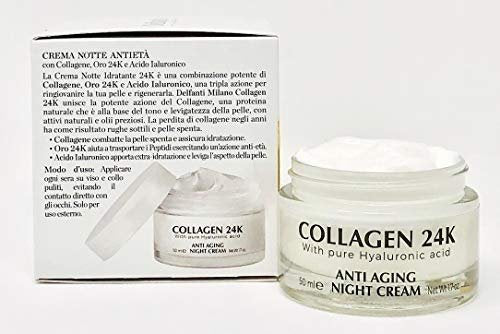 Delfanti-Milano COLLAGEN 24K Anti-Aging Night Cream with Hyaluronic Acid - Face and Neck Moisturizer, Made in Italy, 1.7 oz Avelisse