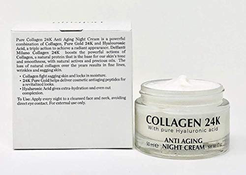 Delfanti-Milano COLLAGEN 24K Anti-Aging Night Cream with Hyaluronic Acid - Face and Neck Moisturizer, Made in Italy, 1.7 oz Avelisse