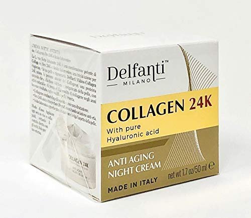 Delfanti-Milano COLLAGEN 24K Anti-Aging Night Cream with Hyaluronic Acid - Face and Neck Moisturizer, Made in Italy, 1.7 oz Avelisse