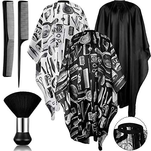 SATINIOR 6 Pcs Professional Salon Barber Capes Waterproof Hair Cutting Capes with Neck Duster and Combs Brush for Women Men Hair Stylist Salon Barbershop Hairdressing Avelisse