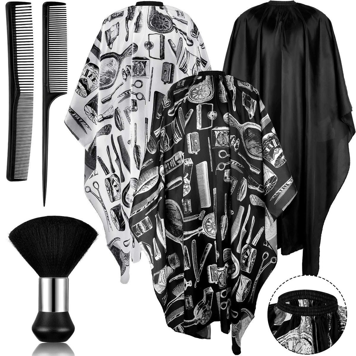 SATINIOR 6 Pcs Professional Salon Barber Capes Waterproof Hair Cutting Capes with Neck Duster and Combs Brush for Women Men Hair Stylist Salon Barbershop Hairdressing Avelisse