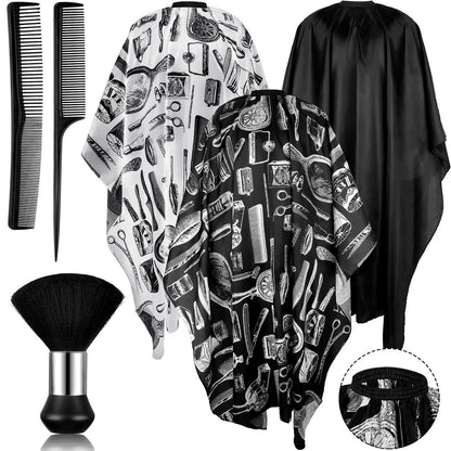 SATINIOR 6 Pcs Professional Salon Barber Capes Waterproof Hair Cutting Capes with Neck Duster and Combs Brush for Women Men Hair Stylist Salon Barbershop Hairdressing Avelisse
