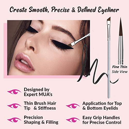 Vertex Angled Eyeliner Brush - Precision Slanted Liner for Smooth Liquid & Gel Application - Fine Winged Cat Eyes - görsel 6