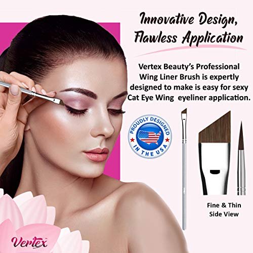Vertex Angled Eyeliner Brush - Precision Slanted Liner for Smooth Liquid & Gel Application - Fine Winged Cat Eyes - görsel 4