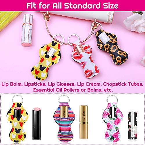 shynek 40-Piece Neoprene Chapstick Holder Keychain Set - Multicolor Lip Balm Holders for Women, Portable Avelisse