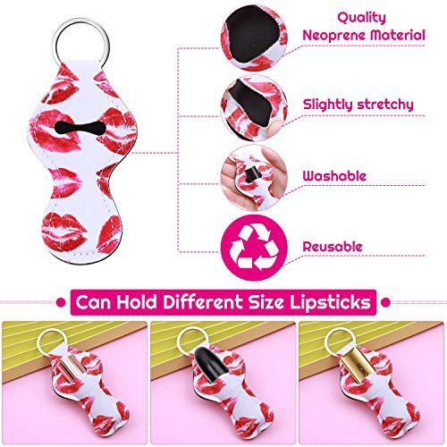 shynek 40-Piece Neoprene Chapstick Holder Keychain Set - Multicolor Lip Balm Holders for Women, Portable Avelisse