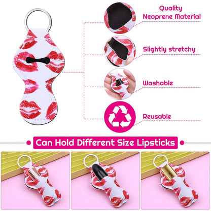 shynek 40-Piece Neoprene Chapstick Holder Keychain Set - Multicolor Lip Balm Holders for Women, Portable Avelisse