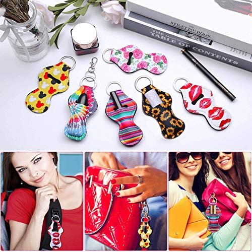 shynek 40-Piece Neoprene Chapstick Holder Keychain Set - Multicolor Lip Balm Holders for Women, Portable Avelisse