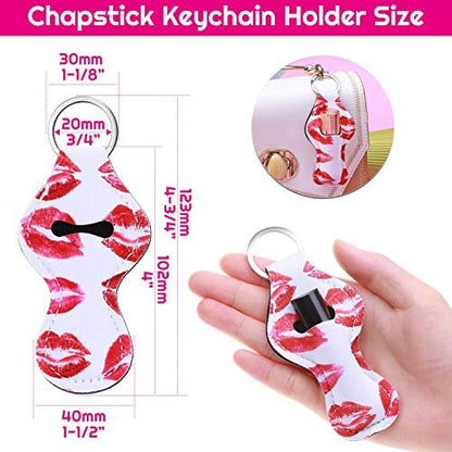 shynek 40-Piece Neoprene Chapstick Holder Keychain Set - Multicolor Lip Balm Holders for Women, Portable Avelisse
