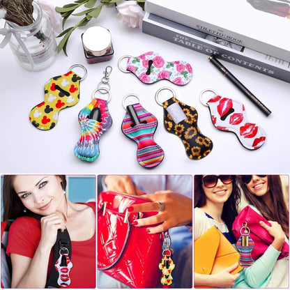 shynek 40-Piece Neoprene Chapstick Holder Keychain Set - Multicolor Lip Balm Holders for Women, Portable Avelisse