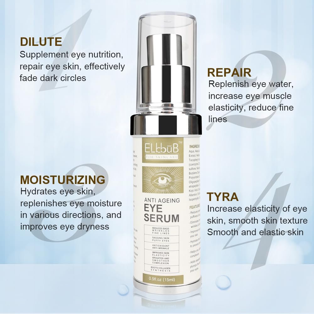 Anti Ageing Eye Cream - Anti Wrinkle Eye Serum for Puffy Eyes, Dark Circles, Eye Bags, Crows Feet, Wrinkles - ELBBUB - görsel 3