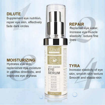 Anti Ageing Eye Cream - Anti Wrinkle Eye Serum for Puffy Eyes, Dark Circles, Eye Bags, Crows Feet, Wrinkles - ELBBUB