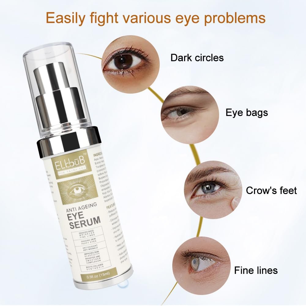 Anti Ageing Eye Cream - Anti Wrinkle Eye Serum for Puffy Eyes, Dark Circles, Eye Bags, Crows Feet, Wrinkles - ELBBUB - görsel 13