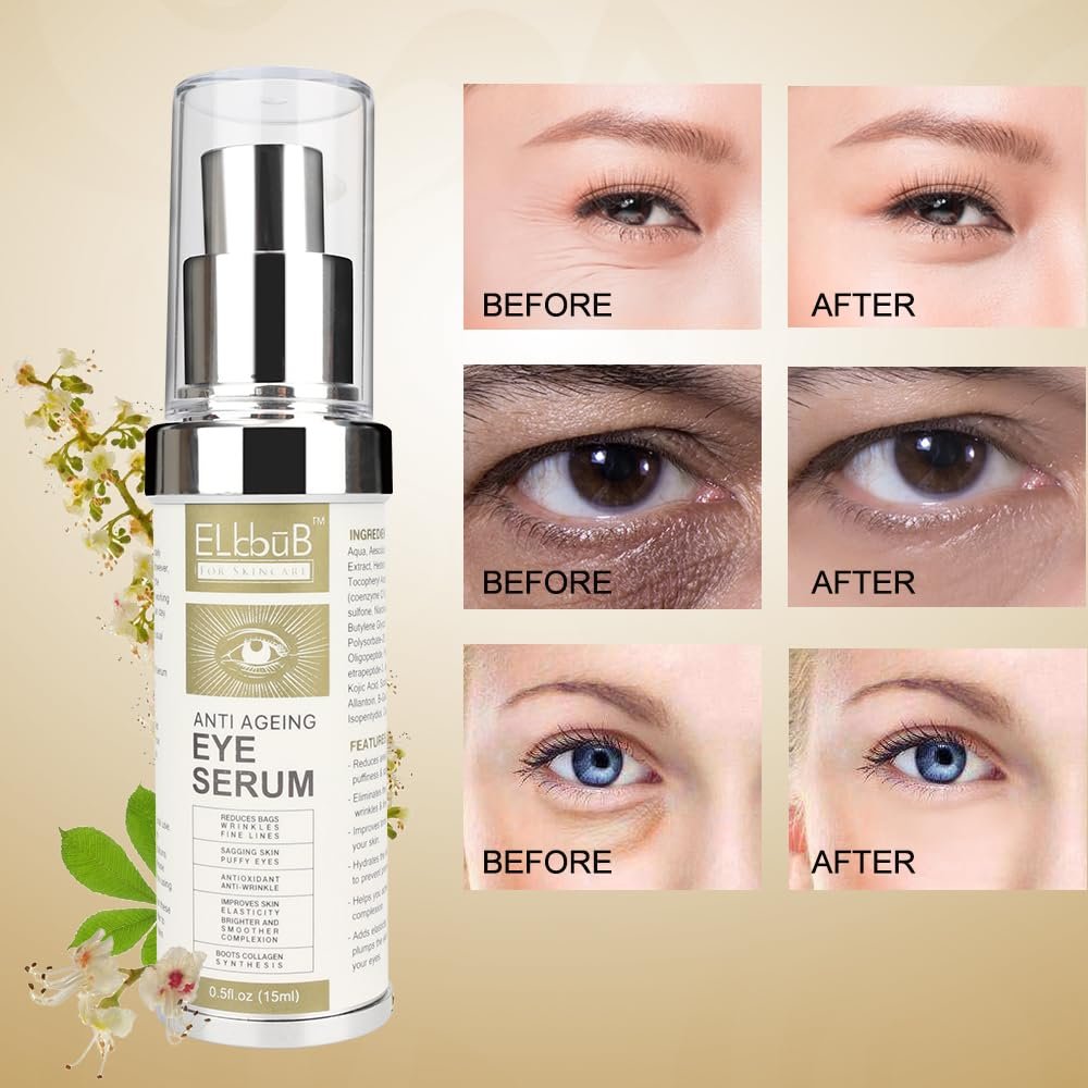 Anti Ageing Eye Cream - Anti Wrinkle Eye Serum for Puffy Eyes, Dark Circles, Eye Bags, Crows Feet, Wrinkles - ELBBUB - görsel 11