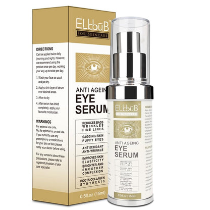 Anti Ageing Eye Cream - Anti Wrinkle Eye Serum for Puffy Eyes, Dark Circles, Eye Bags, Crows Feet, Wrinkles - ELBBUB