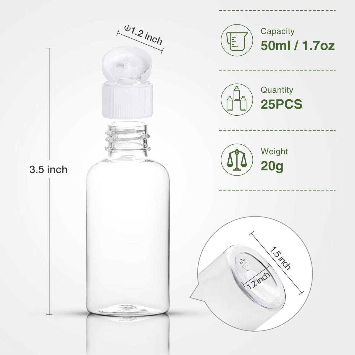 MMonDod 25 Pack 1.7oz/50ml Clear Plastic Empty Travel Bottles with Flip Cap – Squeezable Refillable Containers for Toiletries, Condiments, and More - görsel 4