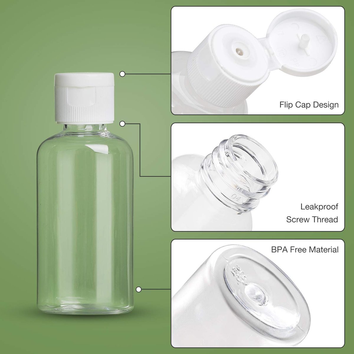 MMonDod 25 Pack 1.7oz/50ml Clear Plastic Empty Travel Bottles with Flip Cap – Squeezable Refillable Containers for Toiletries, Condiments, and More - görsel 6