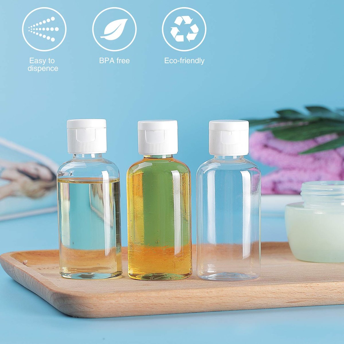 MMonDod 25 Pack 1.7oz/50ml Clear Plastic Empty Travel Bottles with Flip Cap – Squeezable Refillable Containers for Toiletries, Condiments, and More - görsel 10