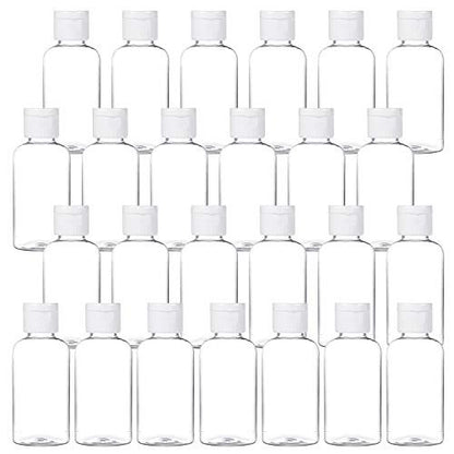 MMonDod 25 Pack 1.7oz/50ml Clear Plastic Empty Travel Bottles with Flip Cap – Squeezable Refillable Containers for Toiletries, Condiments, and More