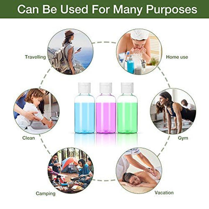 MMonDod 25 Pack 1.7oz/50ml Clear Plastic Empty Travel Bottles with Flip Cap – Squeezable Refillable Containers for Toiletries, Condiments, and More