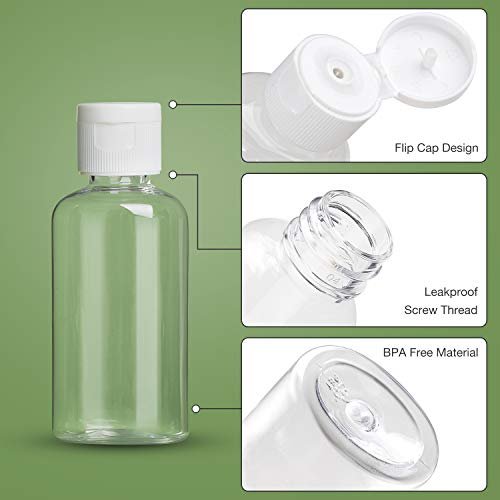 MMonDod 25 Pack 1.7oz/50ml Clear Plastic Empty Travel Bottles with Flip Cap – Squeezable Refillable Containers for Toiletries, Condiments, and More - görsel 5