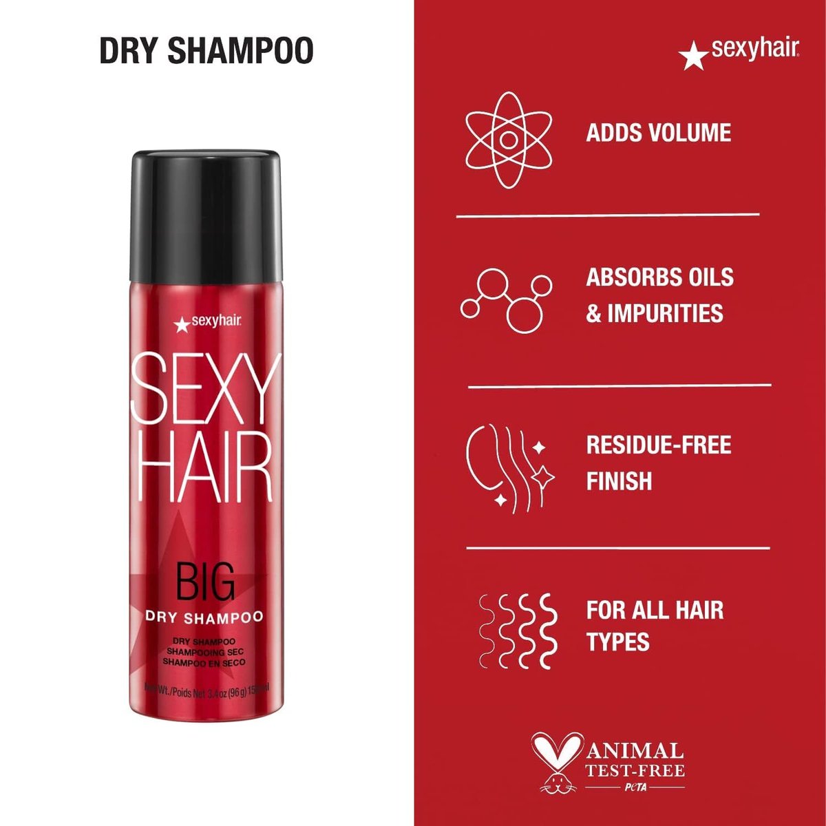 SexyHair Big Dry Shampoo - 3.4 oz - Removes Oils & Impurities, Adds Volume for All Hair Types - görsel 11
