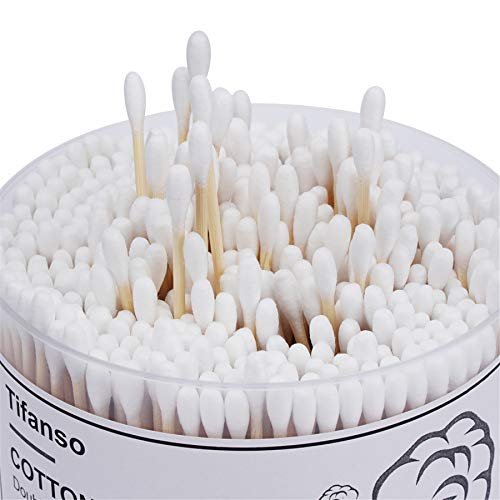 tifanso 500 Count Natural Wooden Cotton Swabs with Storage Box – Double Round Cotton Tip Sticks, Cruelty-Free Ear Swabs - görsel 4