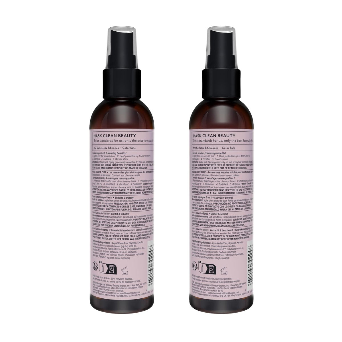 HASK Keratin 5-in-1 Leave In Conditioner Spray – 2 Piece Set, Color Safe, Gluten Free, Sulfate Free, Paraben Free Avelisse