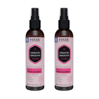 HASK Keratin 5-in-1 Leave In Conditioner Spray – 2 Piece Set, Color Safe, Gluten Free, Sulfate Free, Paraben Free Avelisse