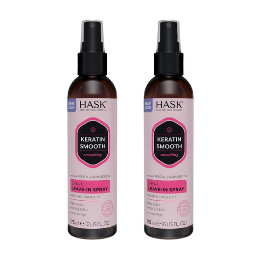 HASK Keratin 5-in-1 Leave In Conditioner Spray – 2 Piece Set, Color Safe, Gluten Free, Sulfate Free, Paraben Free Avelisse