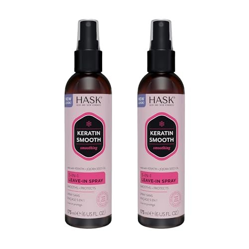 HASK Keratin 5-in-1 Leave In Conditioner Spray – 2 Piece Set, Color Safe, Gluten Free, Sulfate Free, Paraben Free Avelisse