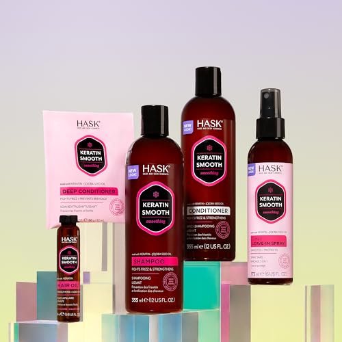 HASK Keratin 5-in-1 Leave In Conditioner Spray – 2 Piece Set, Color Safe, Gluten Free, Sulfate Free, Paraben Free Avelisse