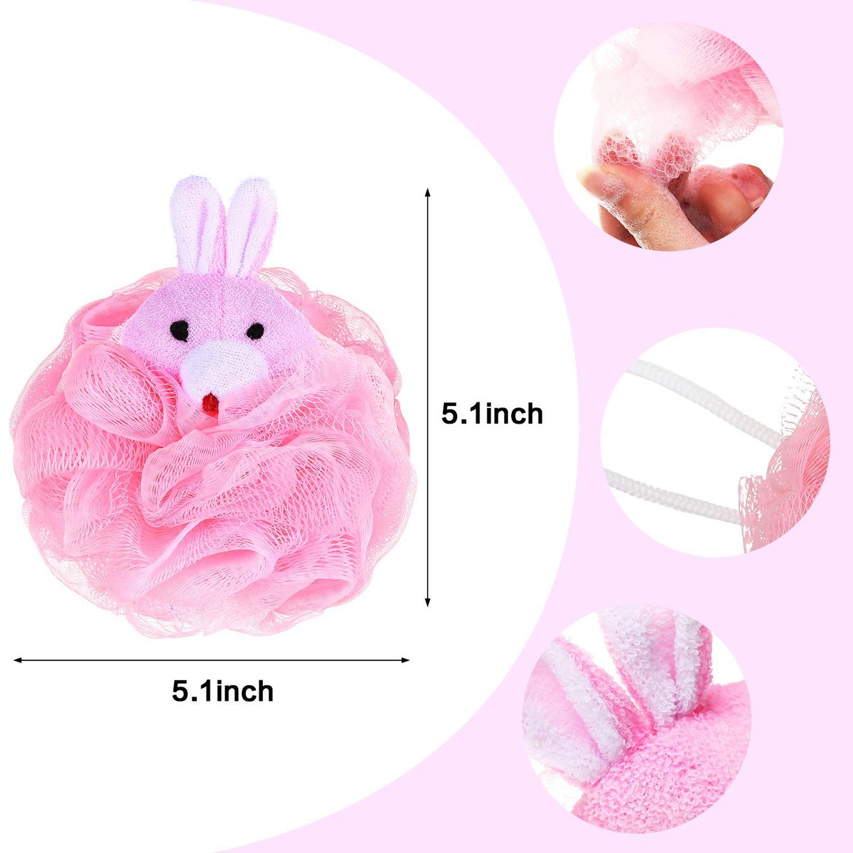 Boao 8-Piece Kids Bath Loofahs - Cute Animal Sponge Poufs for Fun, Gentle Body Scrubbing Avelisse