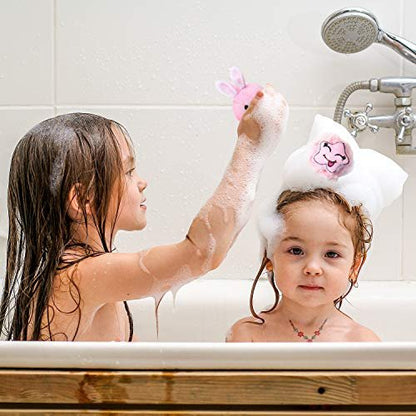 Boao 8-Piece Kids Bath Loofahs - Cute Animal Sponge Poufs for Fun, Gentle Body Scrubbing Avelisse